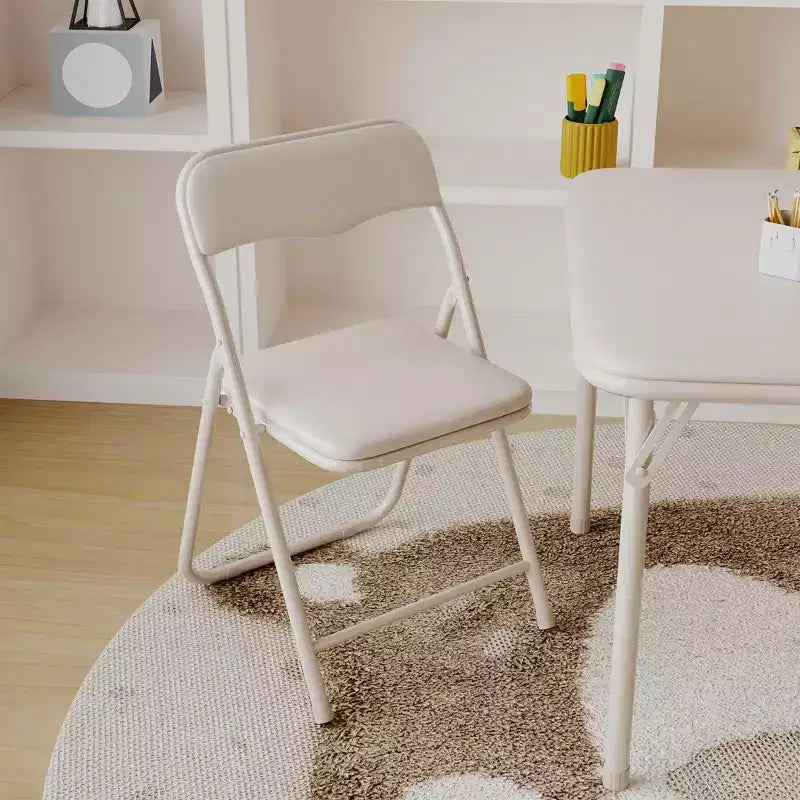 Ensemble 3 pièces table et chaises pliantes avec revêtement en PU – Idéal pour manger, lire et jouer