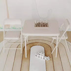 Set of 3 Folding Table and Chair with PU Upholstered - Perfect for Eating, Reading, and Playing