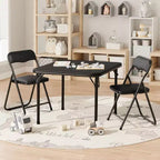 Ensemble 3 pièces table et chaises pliantes avec revêtement en PU – Idéal pour manger, lire et jouer