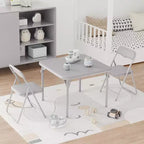 Ensemble 3 pièces table et chaises pliantes avec revêtement en PU – Idéal pour manger, lire et jouer