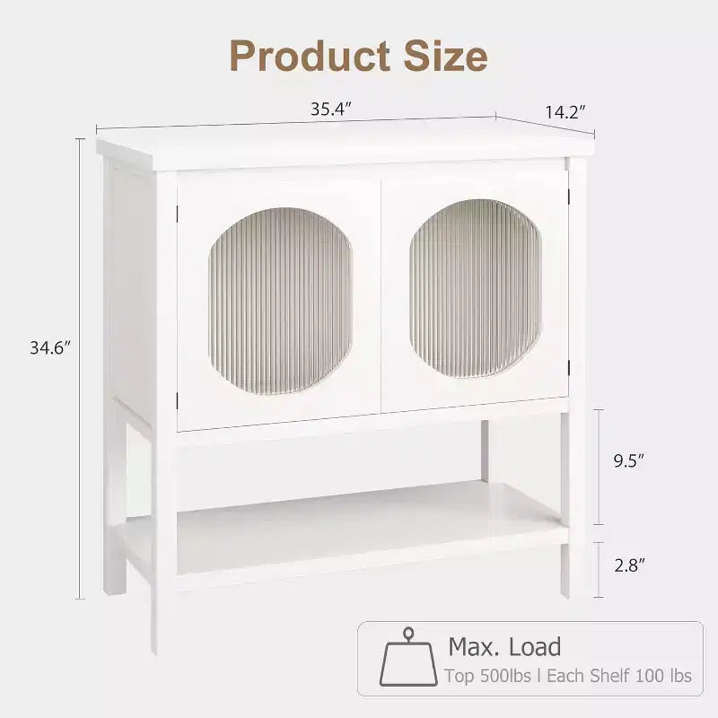 Table console COZONY de style ferme avec rangement à 2 portes, table d'entrée avec étagère pour salon