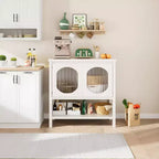 Table console COZONY de style ferme avec rangement à 2 portes, table d'entrée avec étagère pour salon