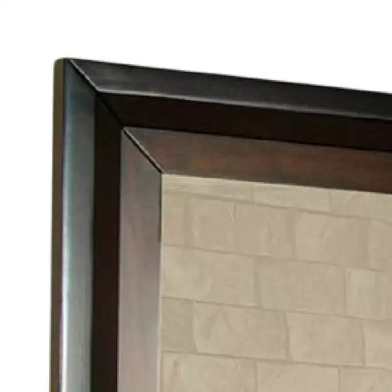 Royal Hampton Dresser Mirror, 38 Inch Dark Walnut Brown and Black Solid Wood