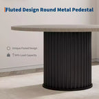 47 Round Dining Table, Seats 46  Farmhouse Style with Sturdy Wavy Metal Pedestal Base for Kitchen or Dining RoomSeats
