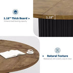 47 Round Dining Table, Seats 46  Farmhouse Style with Sturdy Wavy Metal Pedestal Base for Kitchen or Dining RoomSeats