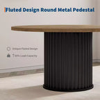47 Round Dining Table, Seats 46  Farmhouse Style with Sturdy Wavy Metal Pedestal Base for Kitchen or Dining RoomSeats