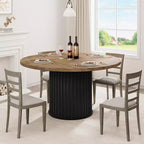 47 Round Dining Table, Seats 46  Farmhouse Style with Sturdy Wavy Metal Pedestal Base for Kitchen or Dining RoomSeats