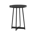 Table d'appoint ronde Homy Casa en métal et bois pour salon, noir moderne