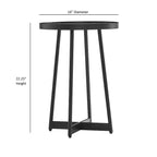 Table d'appoint ronde Homy Casa en métal et bois pour salon, noir moderne