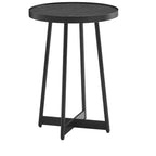 Table d'appoint ronde Homy Casa en métal et bois pour salon, noir moderne
