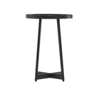 Table d'appoint ronde Homy Casa en métal et bois pour salon, noir moderne