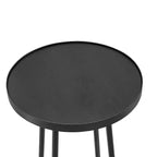 Table d'appoint ronde Homy Casa en métal et bois pour salon, noir moderne