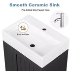 MAYEERTY 20 Meuble de Salle de Bain Lavabo en Céramique Tiroir de Rangement en MDF Étagère Latérale Poignée Dorée Petite Salle de Bain