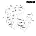 MAYEERTY 20 Meuble de Salle de Bain Lavabo en Céramique Tiroir de Rangement en MDF Étagère Latérale Poignée Dorée Petite Salle de Bain