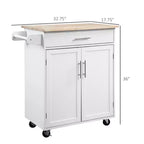 Kitchen Island Cart Rolling Trolley Cart with Drawer, Storage Cabinet & Towel Rack