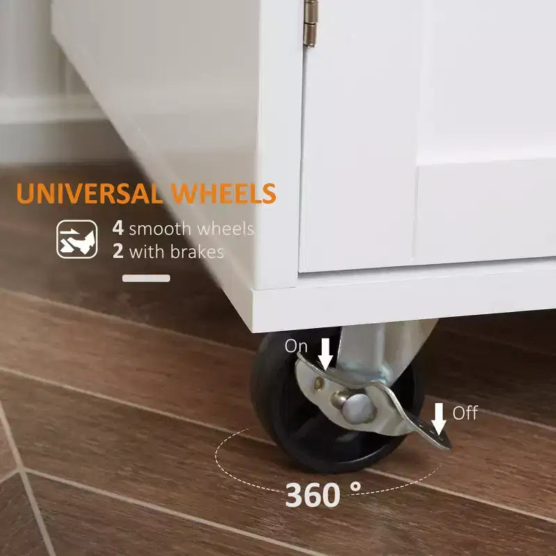 Kitchen Island Cart Rolling Trolley Cart with Drawer, Storage Cabinet & Towel Rack
