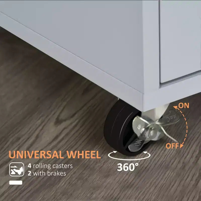 Kitchen Island Cart Rolling Trolley Cart with Drawer, Storage Cabinet & Towel Rack