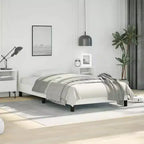 Bed Frame With Headboard White Faux leather, Plywood, Engineered wood