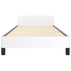 Bed Frame With Headboard White Faux leather, Plywood, Engineered wood