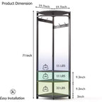 Coat Rack with 3 Storage Shelves, 6 Double Hooks & Spacious Storage Shelf, Corner Hall Tree and Clothes Rack Stone
