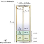 Coat Rack with 3 Storage Shelves, 6 Double Hooks & Spacious Storage Shelf, Corner Hall Tree and Clothes Rack Stone