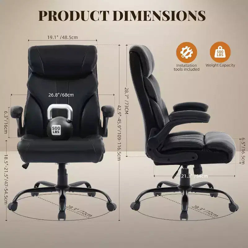 Ergonomic Office Chair for Home Office, High Back Executive Desk Chair, Retractable Footrest & Wide Seat  Heavy-Duty Swivel Computer Chair