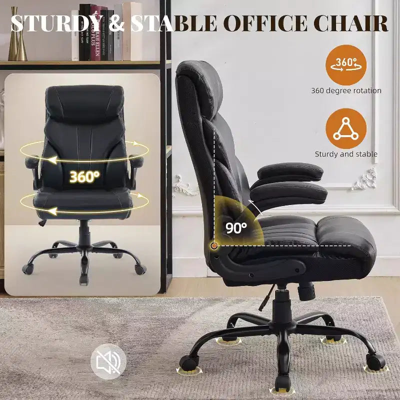 Ergonomic Office Chair for Home Office, High Back Executive Desk Chair, Retractable Footrest & Wide Seat  Heavy-Duty Swivel Computer Chair