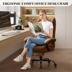 Ergonomic Office Chair for Home Office, High Back Executive Desk Chair, Retractable Footrest & Wide Seat  Heavy-Duty Swivel Computer Chair