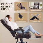 Ergonomic Office Chair for Home Office, High Back Executive Desk Chair, Retractable Footrest & Wide Seat  Heavy-Duty Swivel Computer Chair