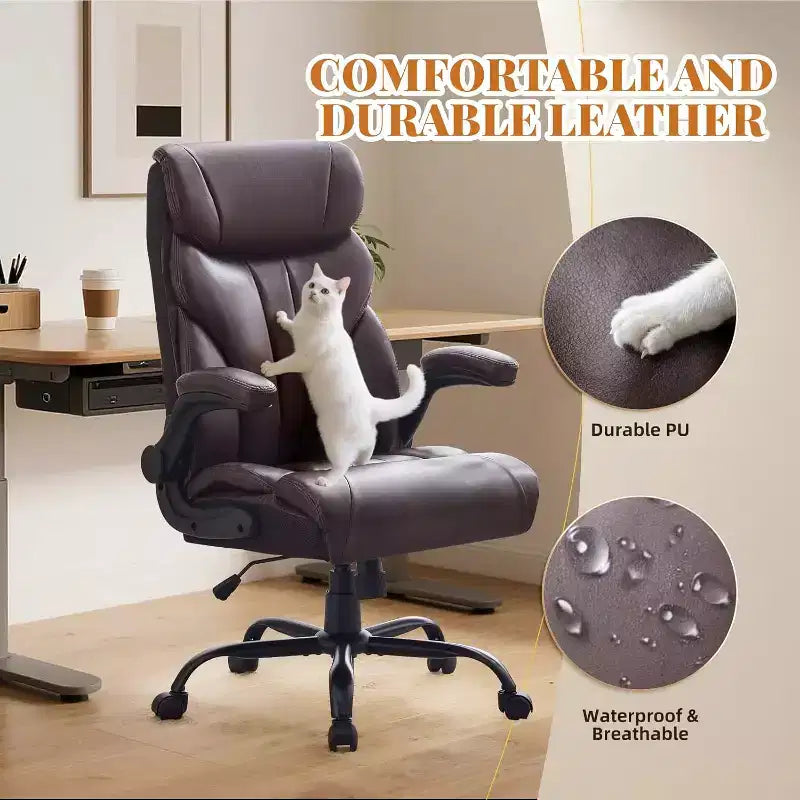 Ergonomic Office Chair for Home Office, High Back Executive Desk Chair, Retractable Footrest & Wide Seat  Heavy-Duty Swivel Computer Chair