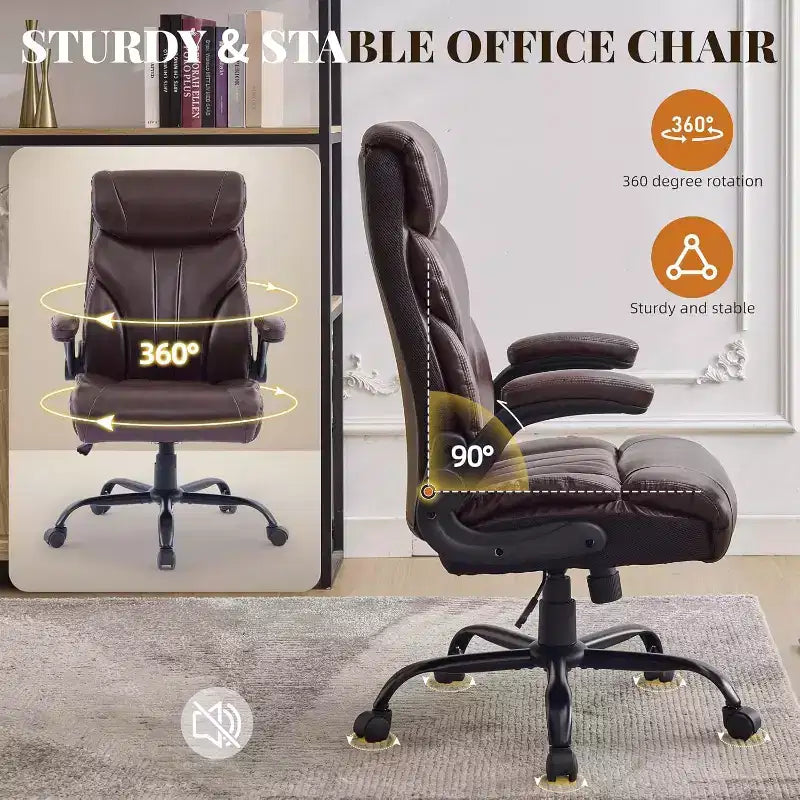 Ergonomic Office Chair for Home Office, High Back Executive Desk Chair, Retractable Footrest & Wide Seat  Heavy-Duty Swivel Computer Chair