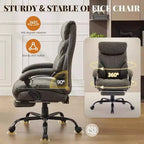 Ergonomic Office Chair for Home Office, High Back Executive Desk Chair, Retractable Footrest & Wide Seat  Heavy-Duty Swivel Computer Chair