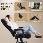 Ergonomic Office Chair for Home Office, High Back Executive Desk Chair, Retractable Footrest & Wide Seat  Heavy-Duty Swivel Computer Chair