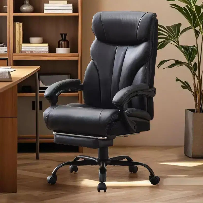 Ergonomic Office Chair for Home Office, High Back Executive Desk Chair, Retractable Footrest & Wide Seat  Heavy-Duty Swivel Computer Chair