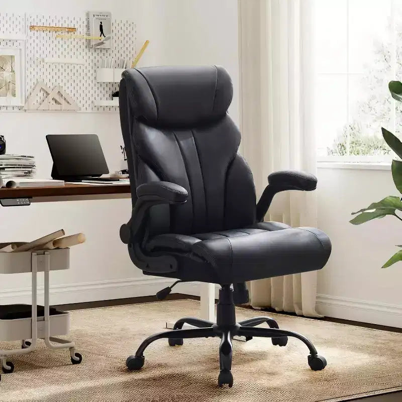 Ergonomic Office Chair for Home Office, High Back Executive Desk Chair, Retractable Footrest & Wide Seat  Heavy-Duty Swivel Computer Chair