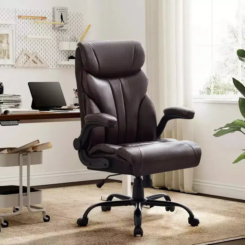 Ergonomic Office Chair for Home Office, High Back Executive Desk Chair, Retractable Footrest & Wide Seat  Heavy-Duty Swivel Computer Chair