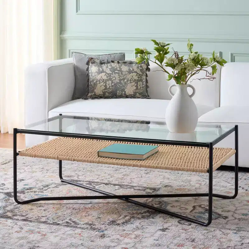 Table basse Omaka 1 étagère - COF2308A - Naturel/Noir - Safavieh