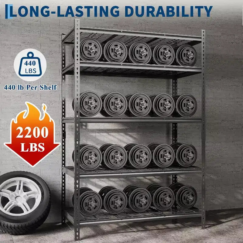 COZONY Étagère de Rangement en Métal à 5 Niveaux, Capacité de 907 kg, Étagère Réglable pour Garage Cuisine Salle de Bain Entrepôt