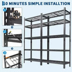 COZONY Étagère de Rangement en Métal à 5 Niveaux, Capacité de 907 kg, Étagère Réglable pour Garage Cuisine Salle de Bain Entrepôt
