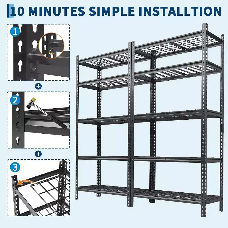 COZONY Étagère de Rangement en Métal à 5 Niveaux, Capacité de 907 kg, Étagère Réglable pour Garage Cuisine Salle de Bain Entrepôt