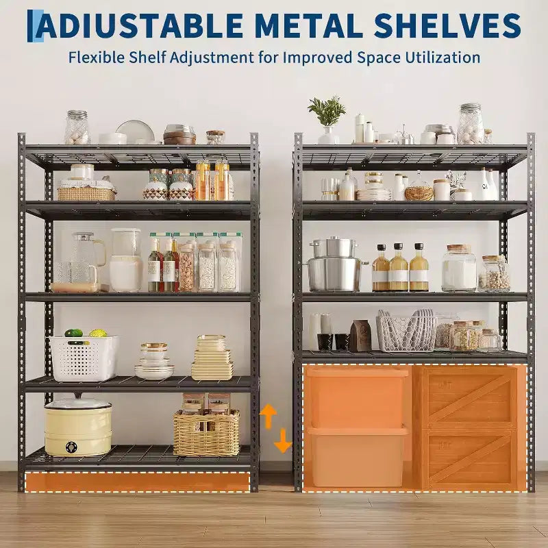 COZONY Étagère de Rangement en Métal à 5 Niveaux, Capacité de 907 kg, Étagère Réglable pour Garage Cuisine Salle de Bain Entrepôt