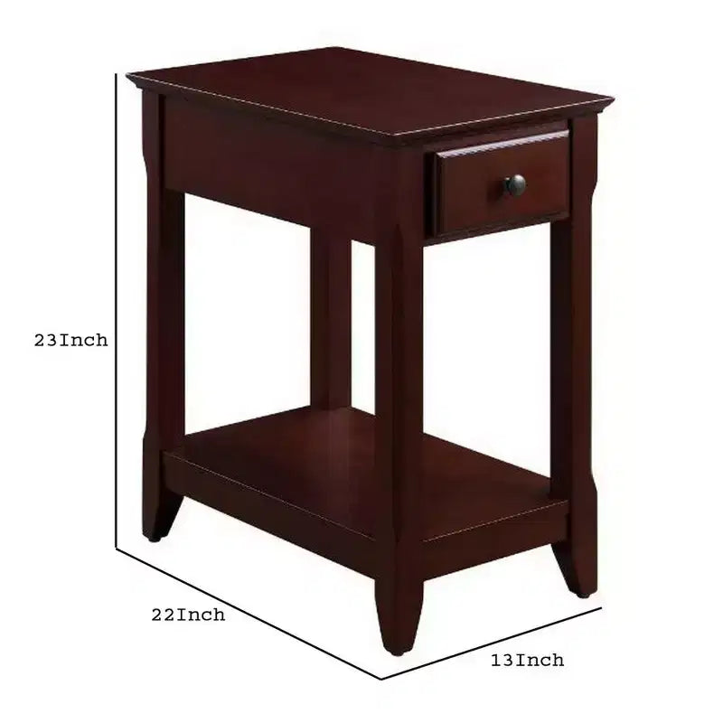 Royal Hampton Table with 1 Drawer and Bottom Shelf, Brown