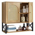 VEVOR Bathroom Wall Cabinet, with 2 Doors and Adjustable Shelf,Over the Toilet Storage Medicine Cabinet Wall Mounted,with Shelves&Open Partition,Brown