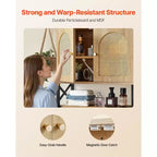 VEVOR Bathroom Wall Cabinet, with 2 Doors and Adjustable Shelf,Over the Toilet Storage Medicine Cabinet Wall Mounted,with Shelves&Open Partition,Brown