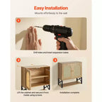VEVOR Bathroom Wall Cabinet, with 2 Doors and Adjustable Shelf,Over the Toilet Storage Medicine Cabinet Wall Mounted,with Shelves&Open Partition,Brown