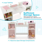 Coiffeuse Costway 2 en 1 pour enfants, ensemble bureau et chaise de princesse, miroir triptyque sécurisé