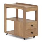 Costway Lot de 2 tables d'appoint étroites modernes à 2 tiroirs avec étagères ouvertes