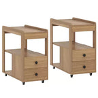 Costway Lot de 2 tables d'appoint étroites modernes à 2 tiroirs avec étagères ouvertes