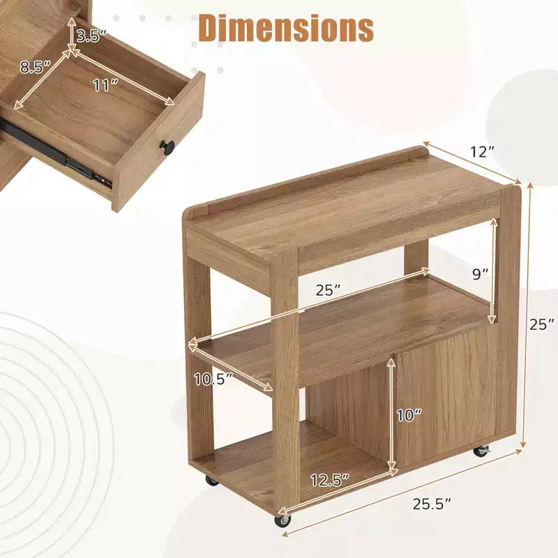 Costway Lot de 2 tables d'appoint étroites modernes à 2 tiroirs avec étagères ouvertes