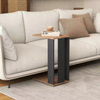 Costway Lot de 2 tables d'appoint en C à 2 niveaux avec roulettes universelles et étagère pour petits espaces